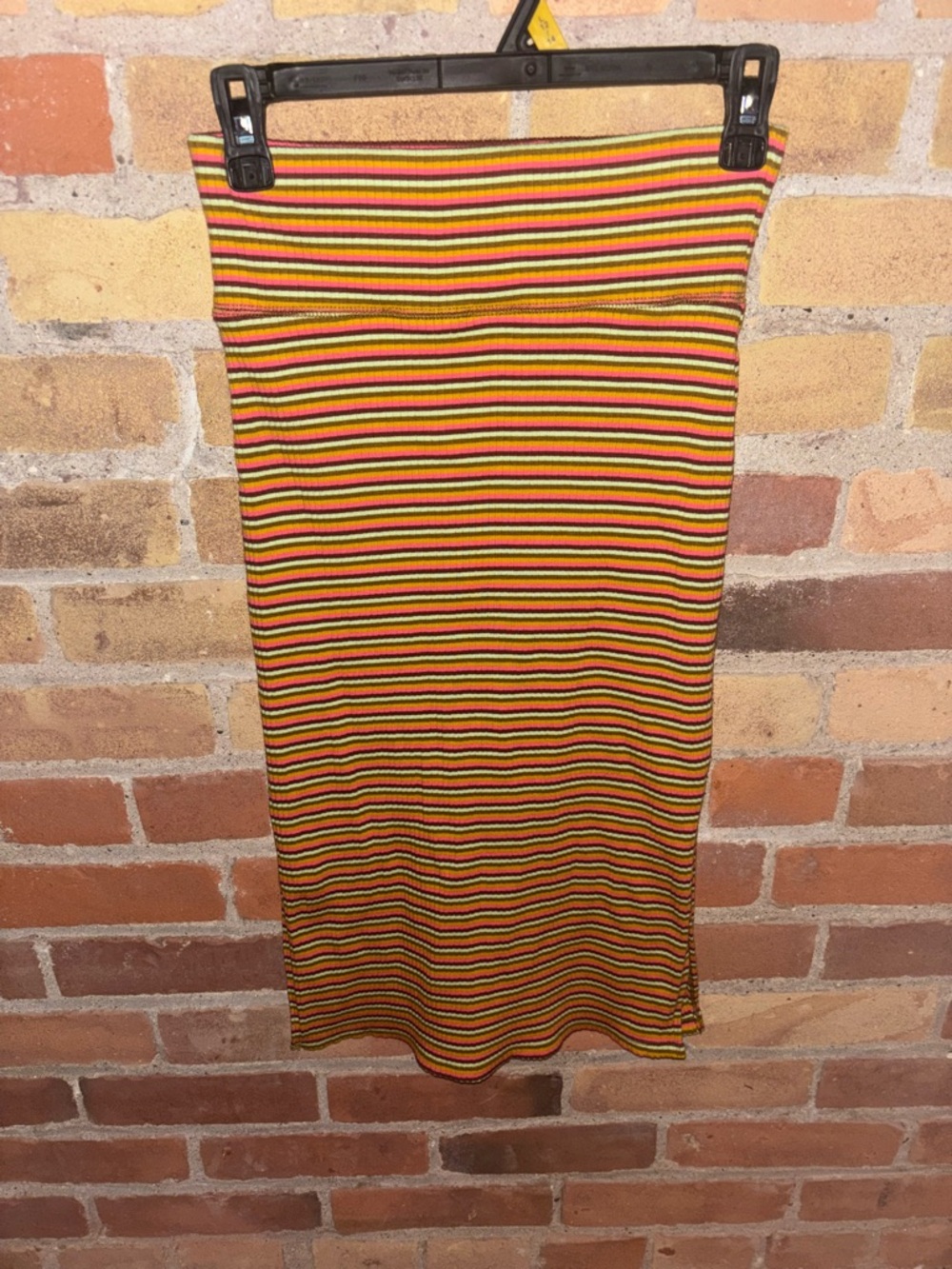 Aerie Striped Rib-Knit Midi Multicolored Pencil Skirt